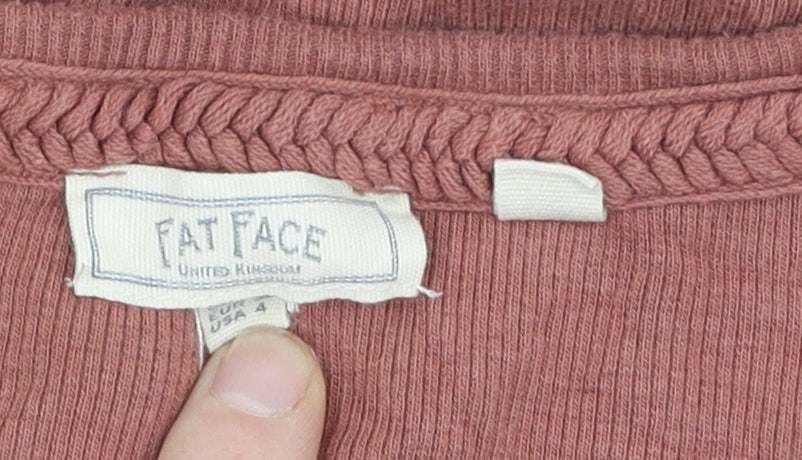 Fat Face Women's Brown Henley Top Size 6 - Soft Knit