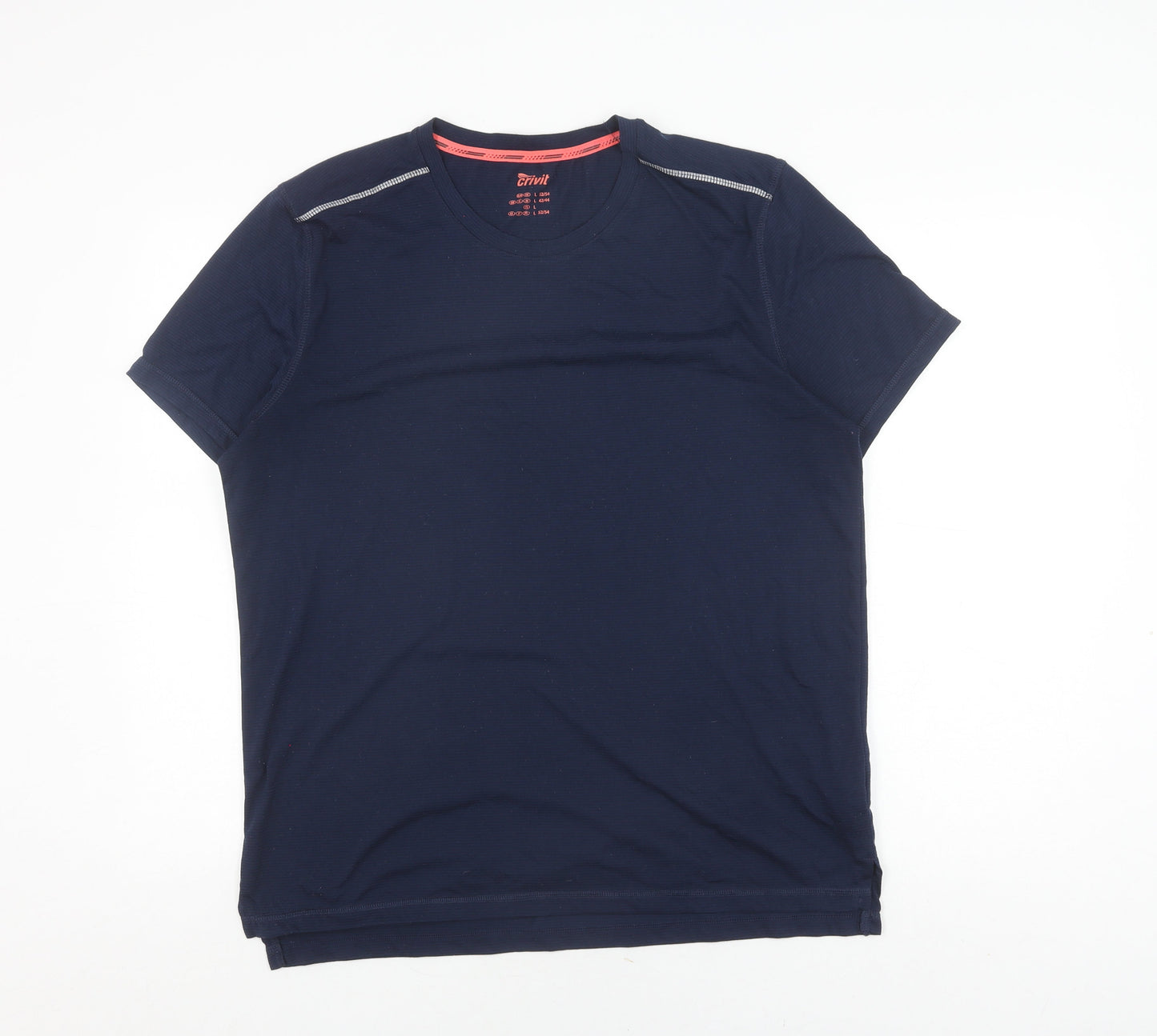 Crivit Men's Blue Short Sleeve Crew Neck T-Shirt - L