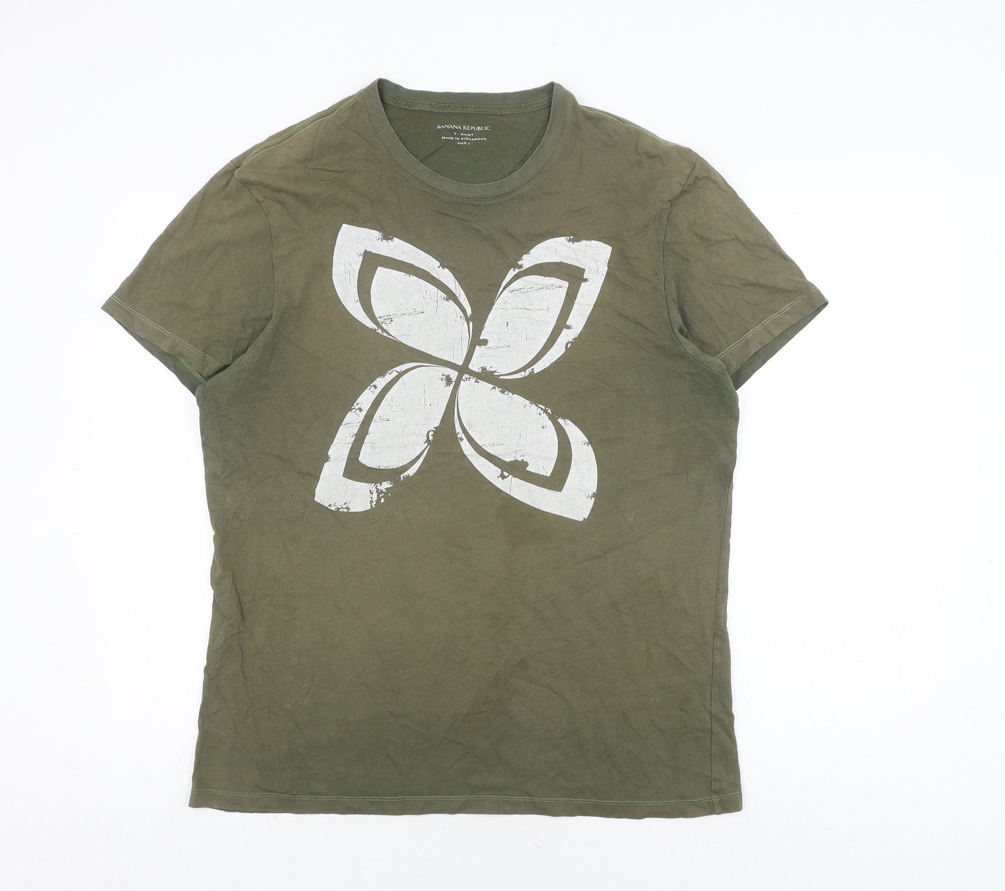 Banana Republic Men's Green Graphic T-Shirt Size L