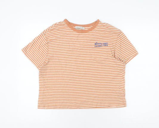 Pull & Bear Orange Cropped T-Shirt Unisex M