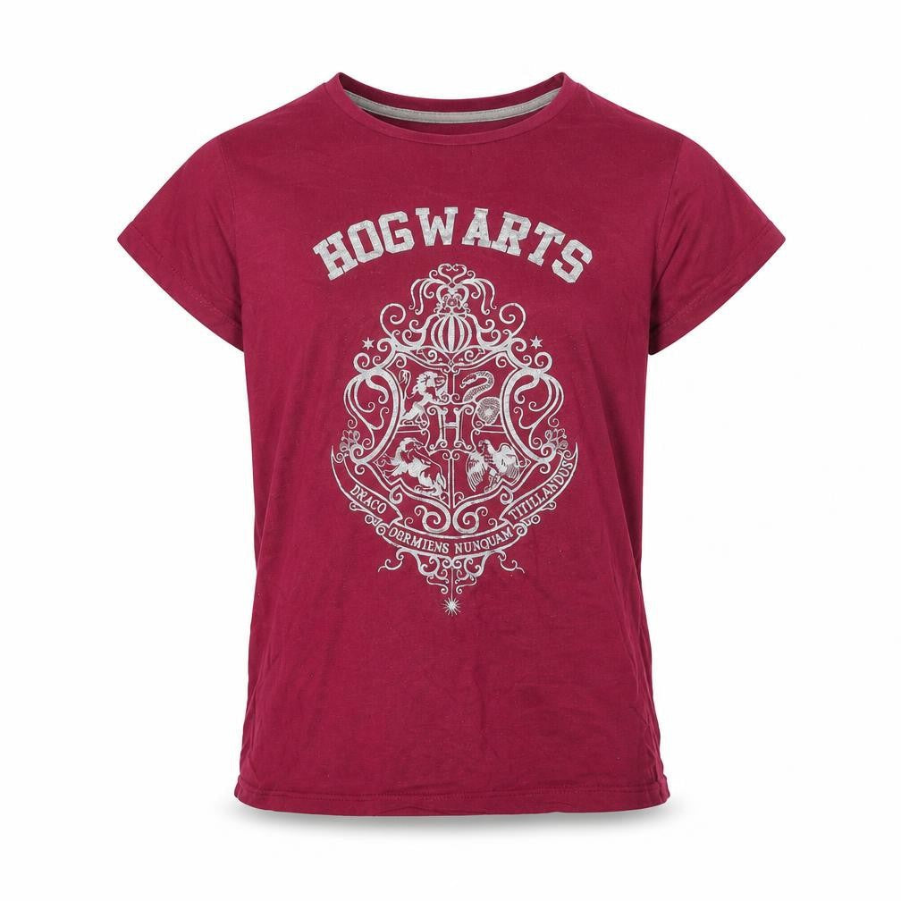 Front view of Harry Potter girls’ red t-shirt 13-14y graphic logo