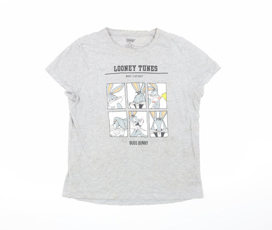 Looney Tunes Grey M T-Shirt with Bugs Bunny Graphic