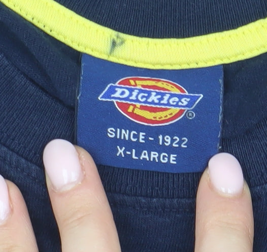 Dickies Men's Blue XL Logo T-Shirt - Regular Fit