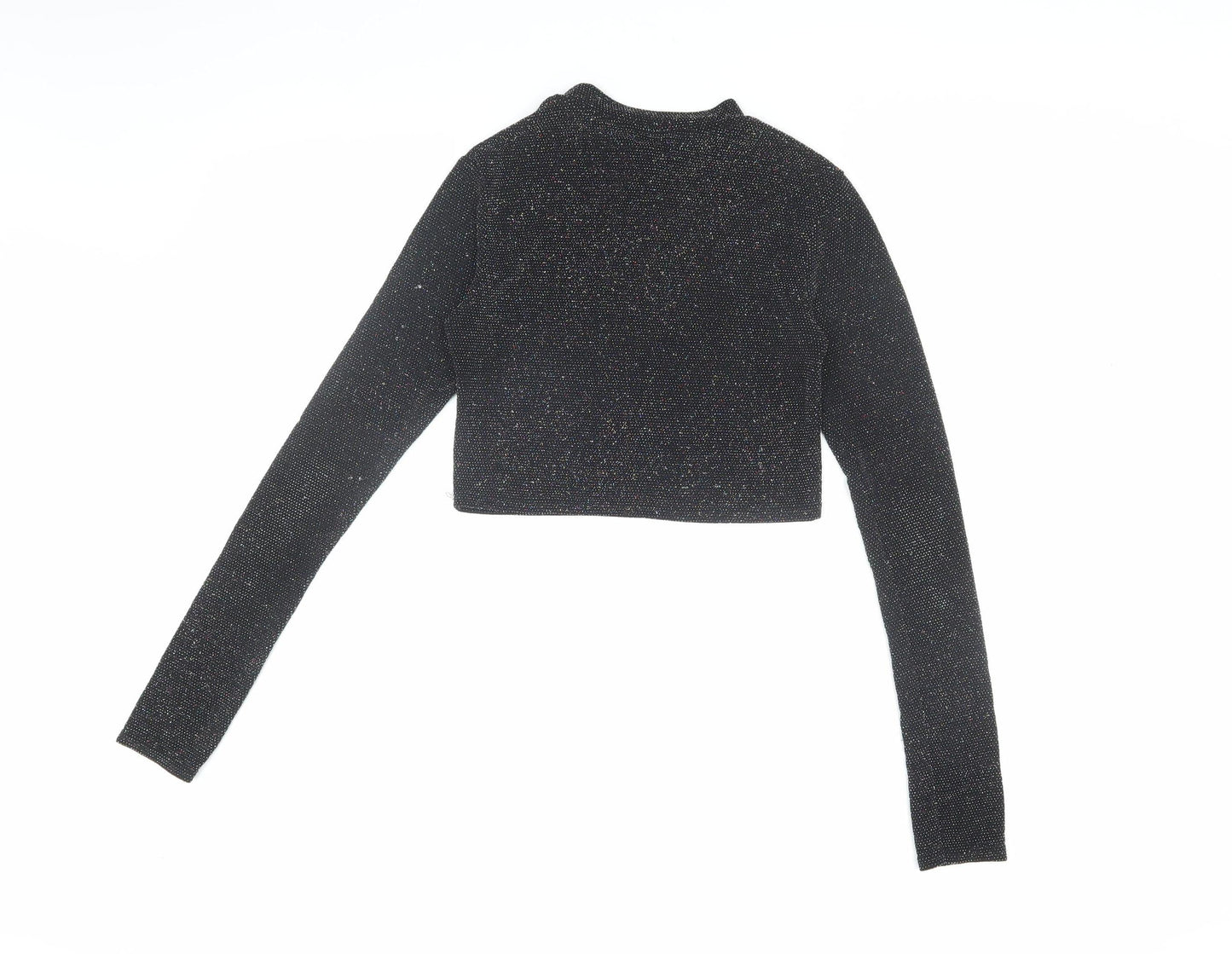 Urban Outfitters Black Cropped Glitter Blouse M