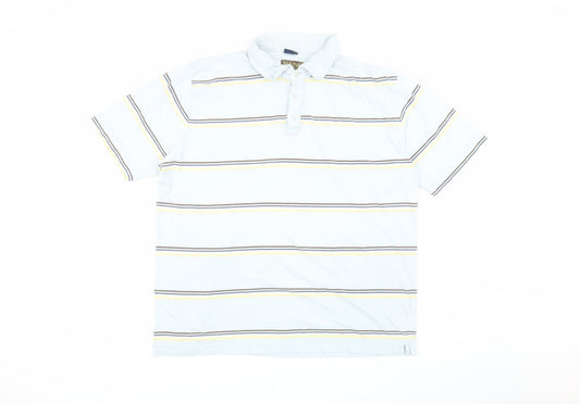 Maine New England Men's Blue Striped XL Polo Shirt