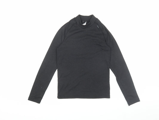Decathlon Teens Black Mock Neck T-Shirt, Size 14