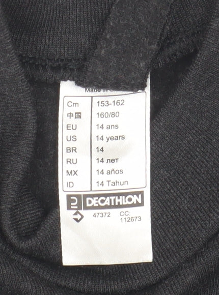 Decathlon Teens Black Mock Neck T-Shirt, Size 14