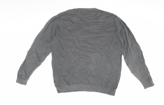 Teddy Smith Men's Grey XL V-Neck Cotton Pullover