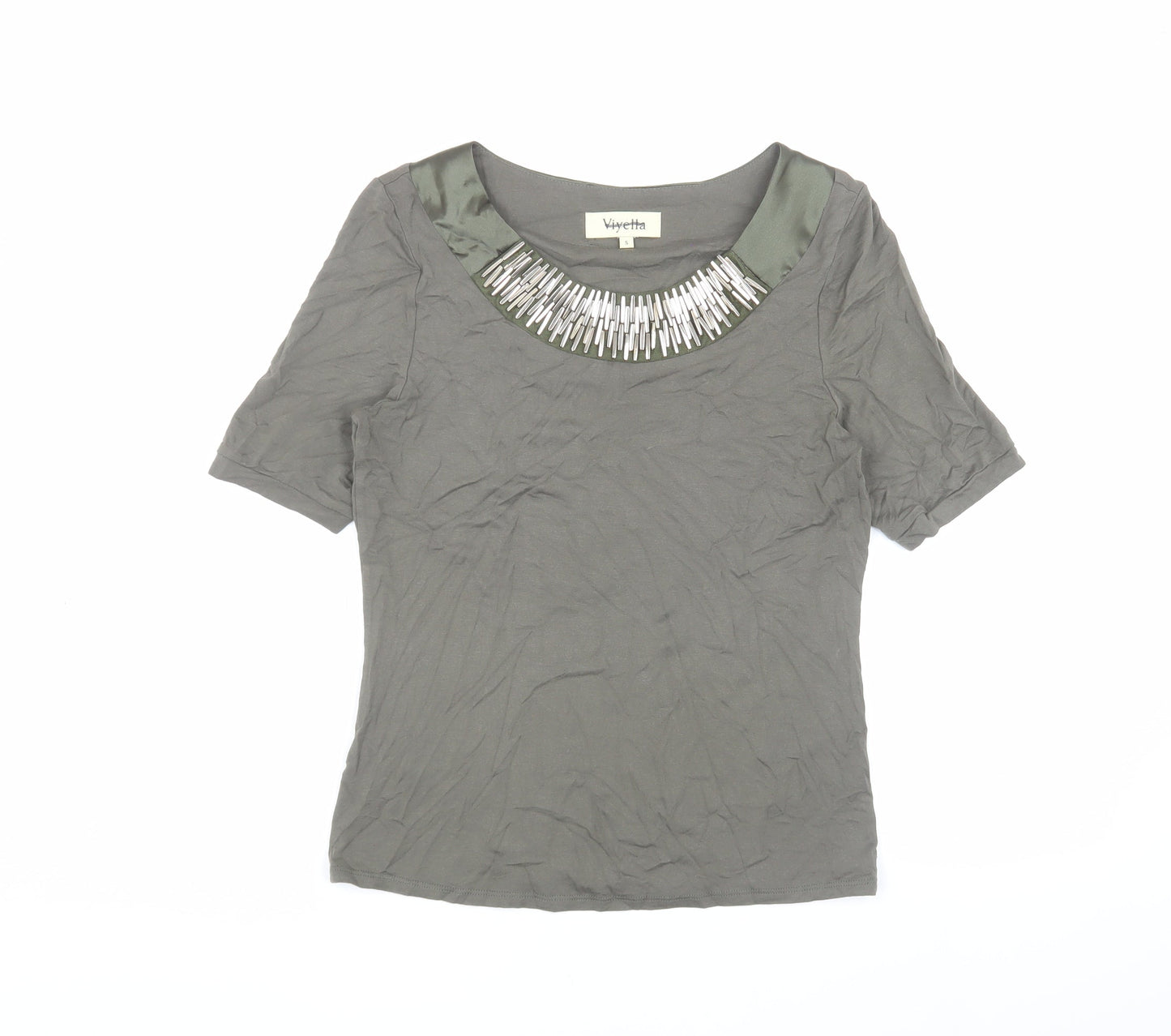 Viyella Women's Green Beaded T-Shirt S