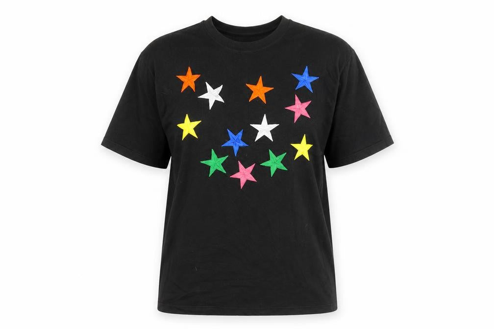 Richards Womens Black Star Embroidered T-Shirt