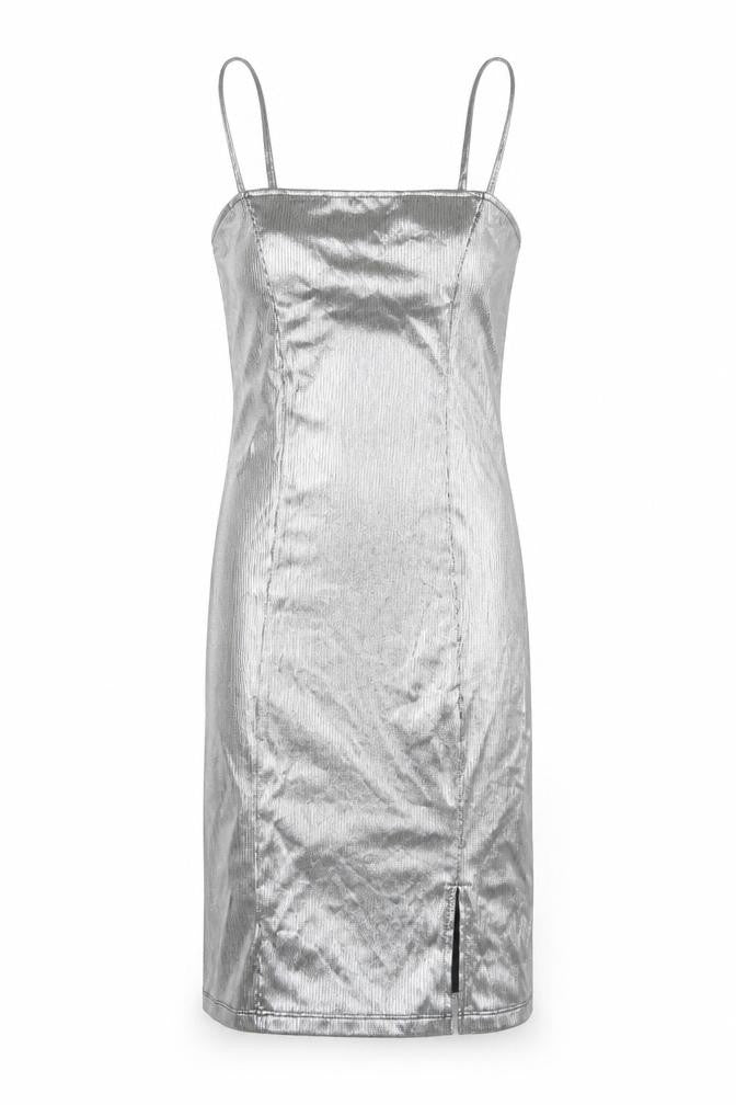 H&M Women Silver Slip Dress Size 6 Party Wear