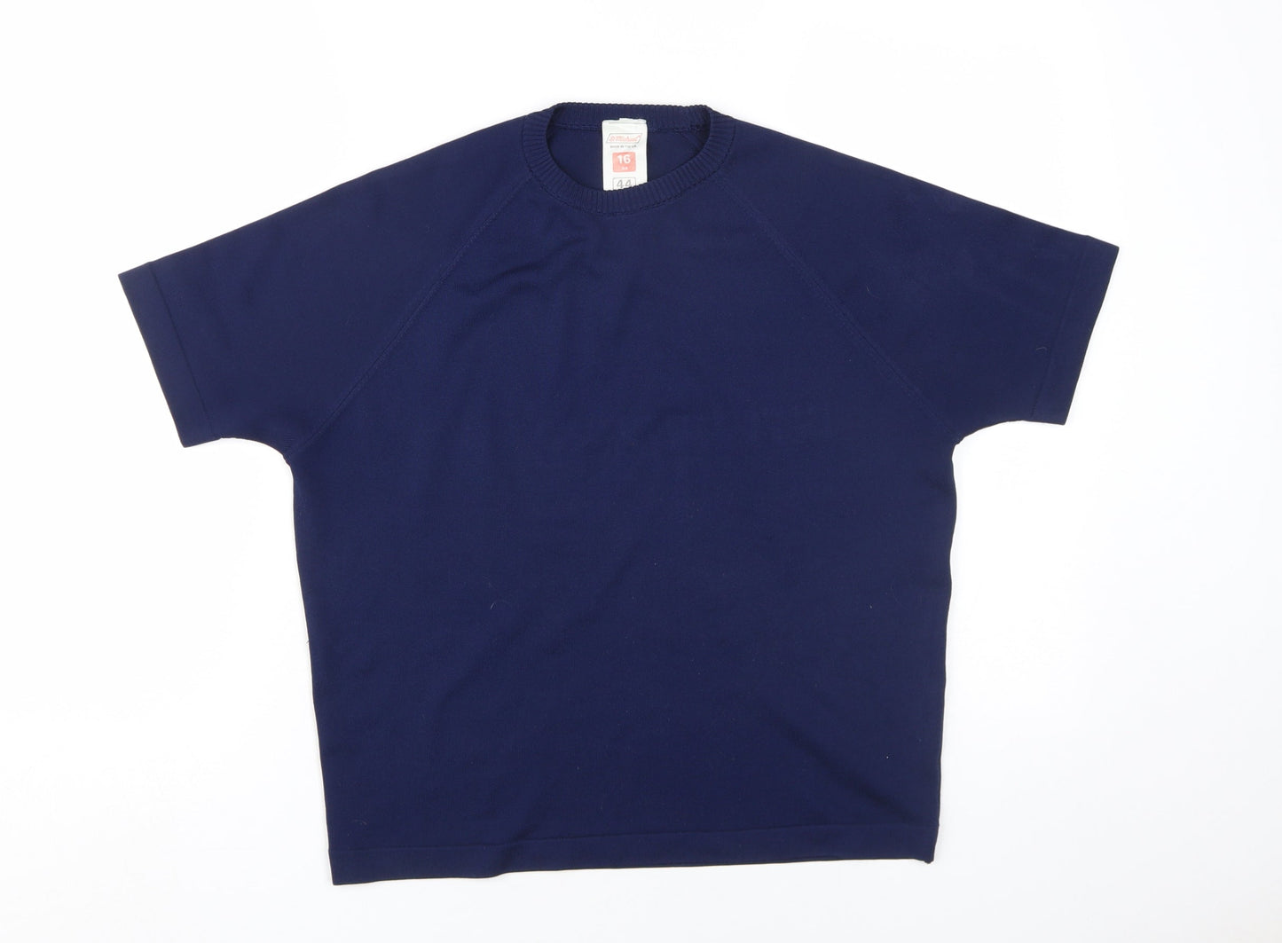 St Michael Blue Women's T-Shirt Size 16 Raglan Vintage