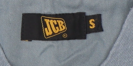 JCB Men's Blue Cotton V-Neck T-Shirt Small
