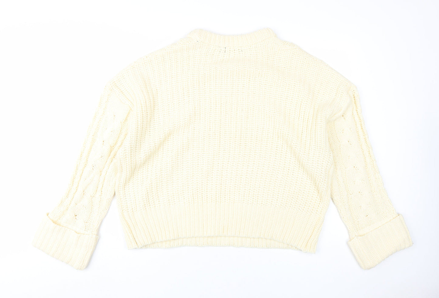 Brave Soul Women's Ivory Cable-Knit Jumper XL Pullover