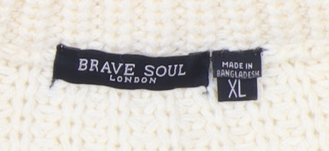 Brave Soul Women's Ivory Cable-Knit Jumper XL Pullover
