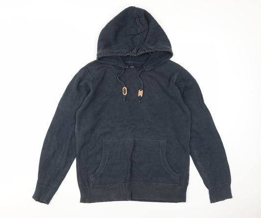 Firetrap Men's Black Hooded Pullover Hoodie, M, Regular Fit