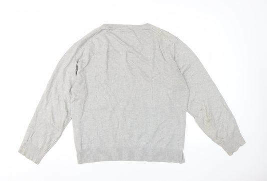 Soviet Black Men's Grey V-Neck Pullover Jumper M