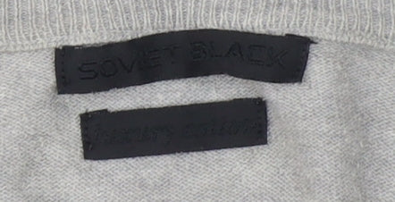 Soviet Black Men's Grey V-Neck Pullover Jumper M