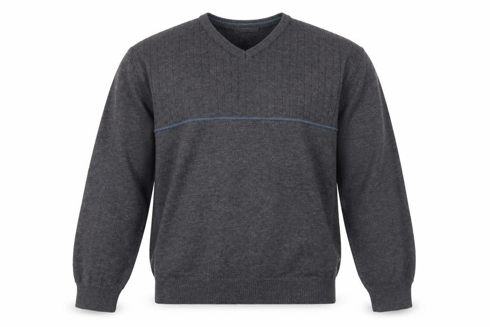 Marks and Spencer Men's Grey V-Neck Pullover Jumper