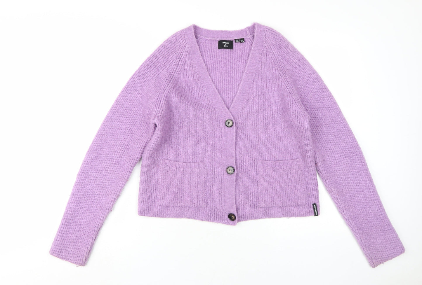 Superdry Women's Purple Wool Blend Cardigan Size 10