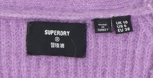 Superdry Women's Purple Wool Blend Cardigan Size 10
