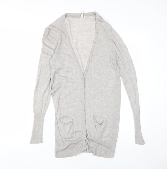 White Stuff Women's Grey Cardigan, Size 12, Button Accents