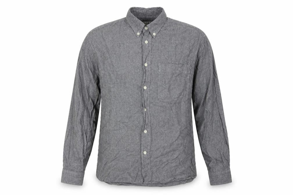 Front view of Jaeger Men’s Grey Wool Button-Up Shirt, Small