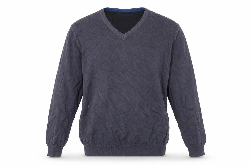 John Lewis Men's Blue Cotton Cashmere Pullover, L