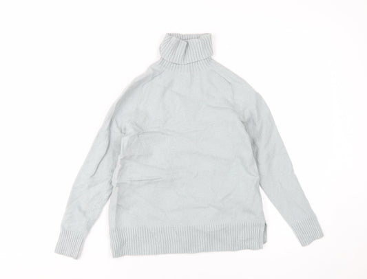 Massimo Dutti Women's Light Blue Roll Neck Jumper, Size 8