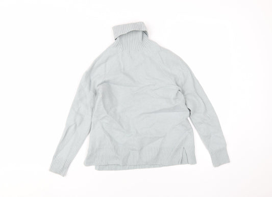 Massimo Dutti Women's Light Blue Roll Neck Jumper, Size 8