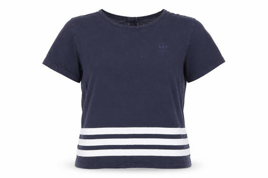 Womens UK Size 10 adidas Blue 100% Cotton T-Shirt