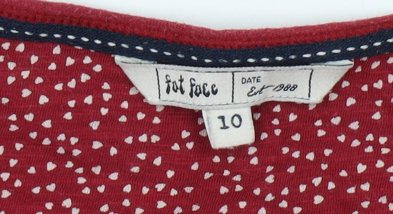 Fat Face Women's Red Polka Dot Tunic Blouse Size 10
