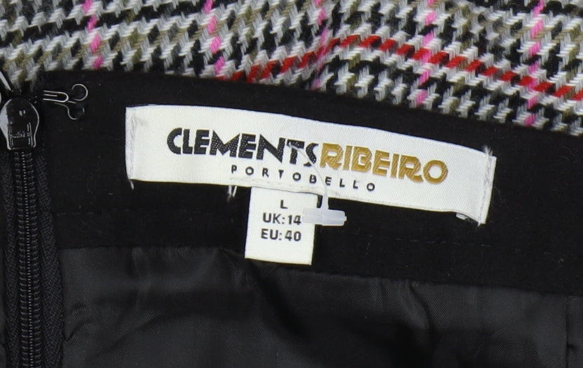Clements Ribeiro Women's Multicoloured Check Pencil Skirt Size 14
