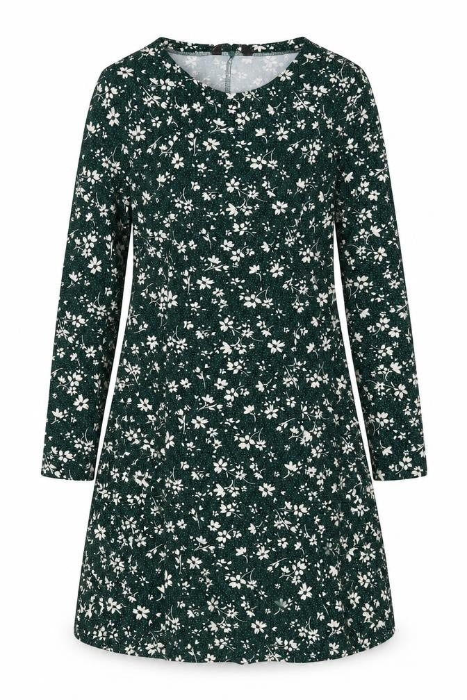 New Look Women's Green Floral A-Line Dress UK 10