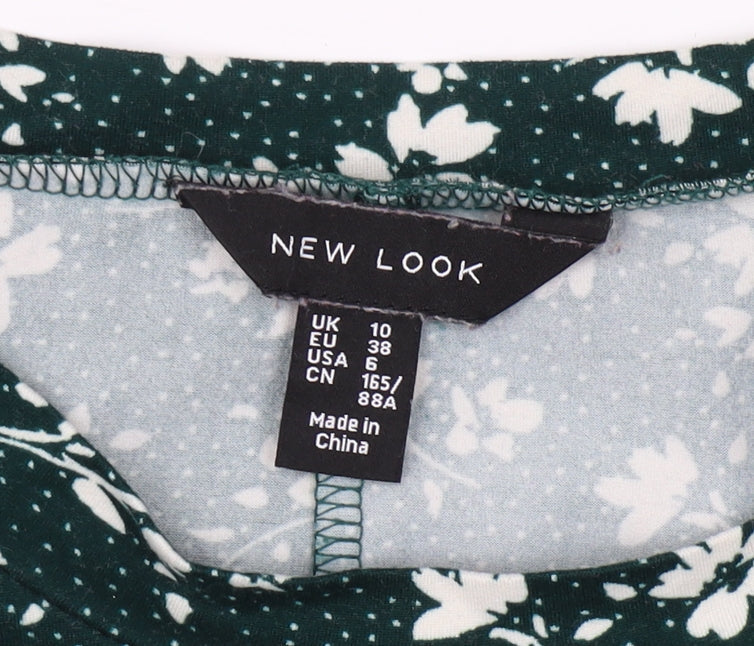 New Look Women's Green Floral A-Line Dress UK 10