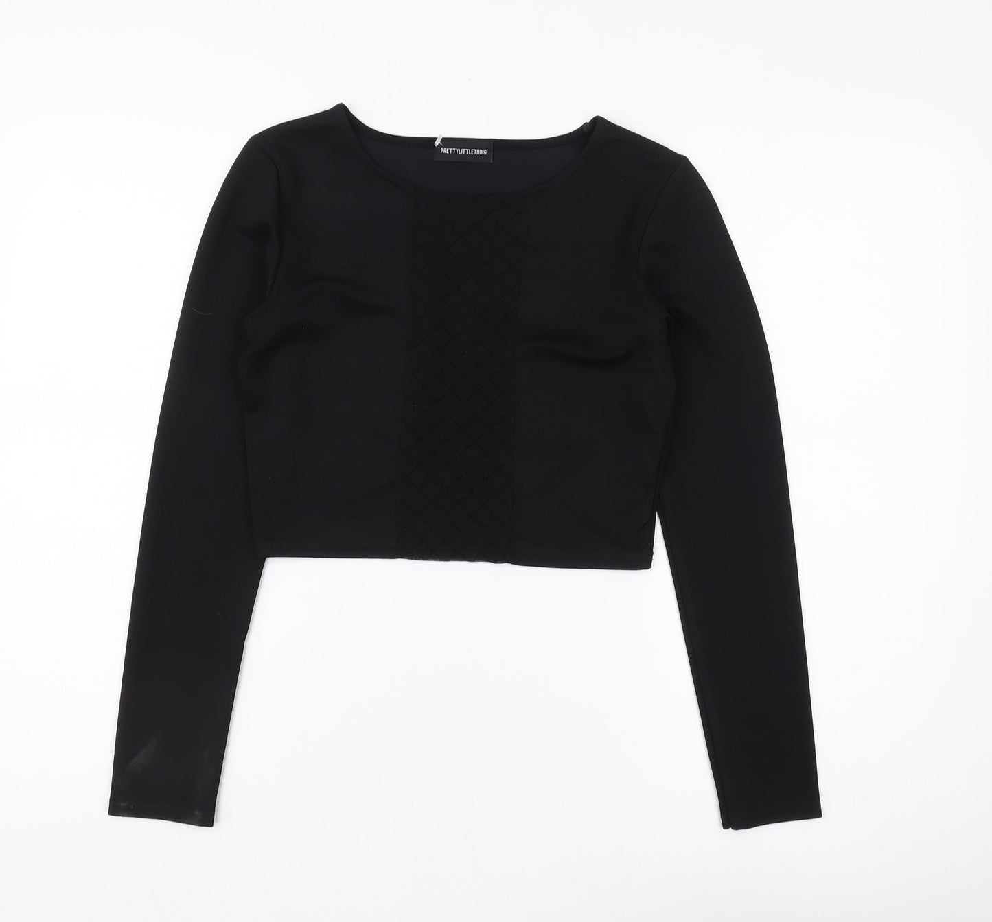 PrettyLittleThing Women's Black Cropped Top Size 10