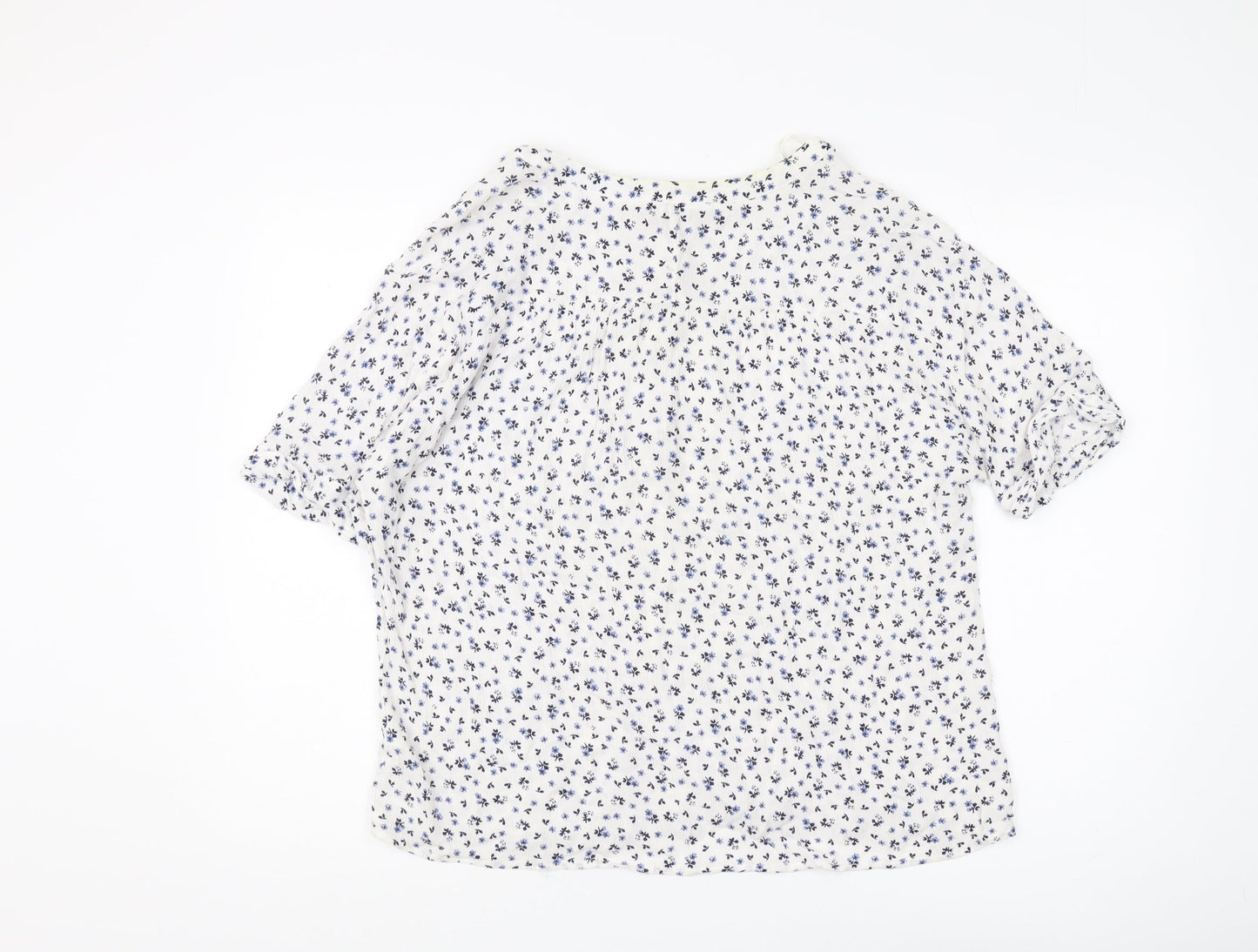 Principles Women's White Blue Floral Blouse Size 14