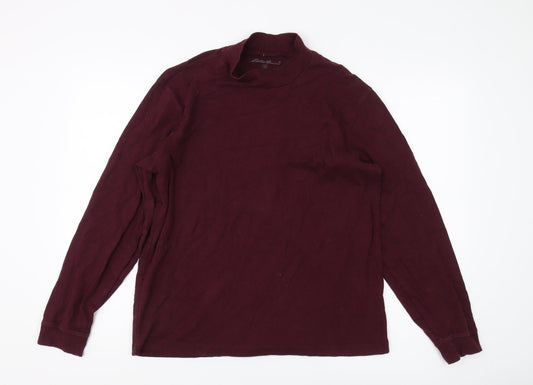 Eddie Bauer Unisex Red Mock Neck Long Sleeve T-Shirt