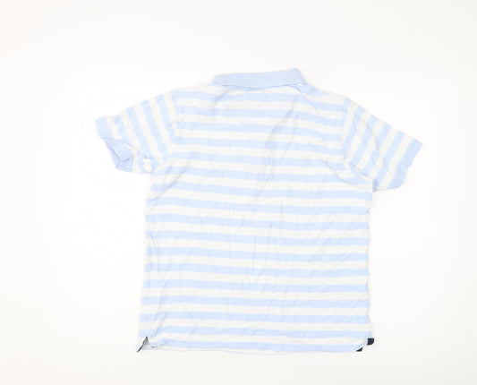 James Pringle Men's Blue Striped Polo Shirt S