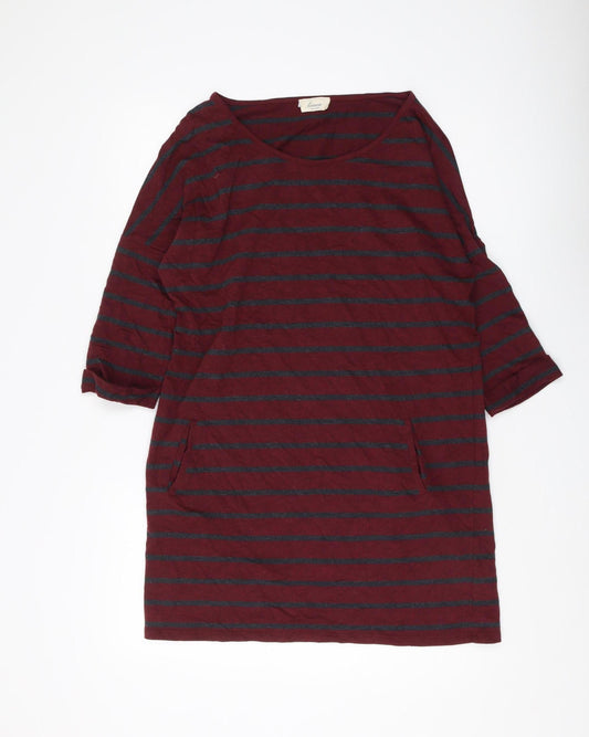 Linea Women's Red Tunic 3/4 Sleeve Striped Top