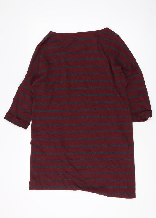 Linea Women's Red Tunic 3/4 Sleeve Striped Top