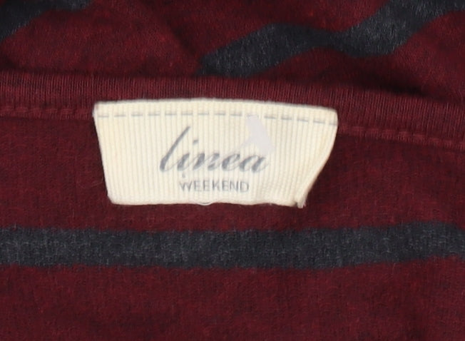 Linea Women's Red Tunic 3/4 Sleeve Striped Top