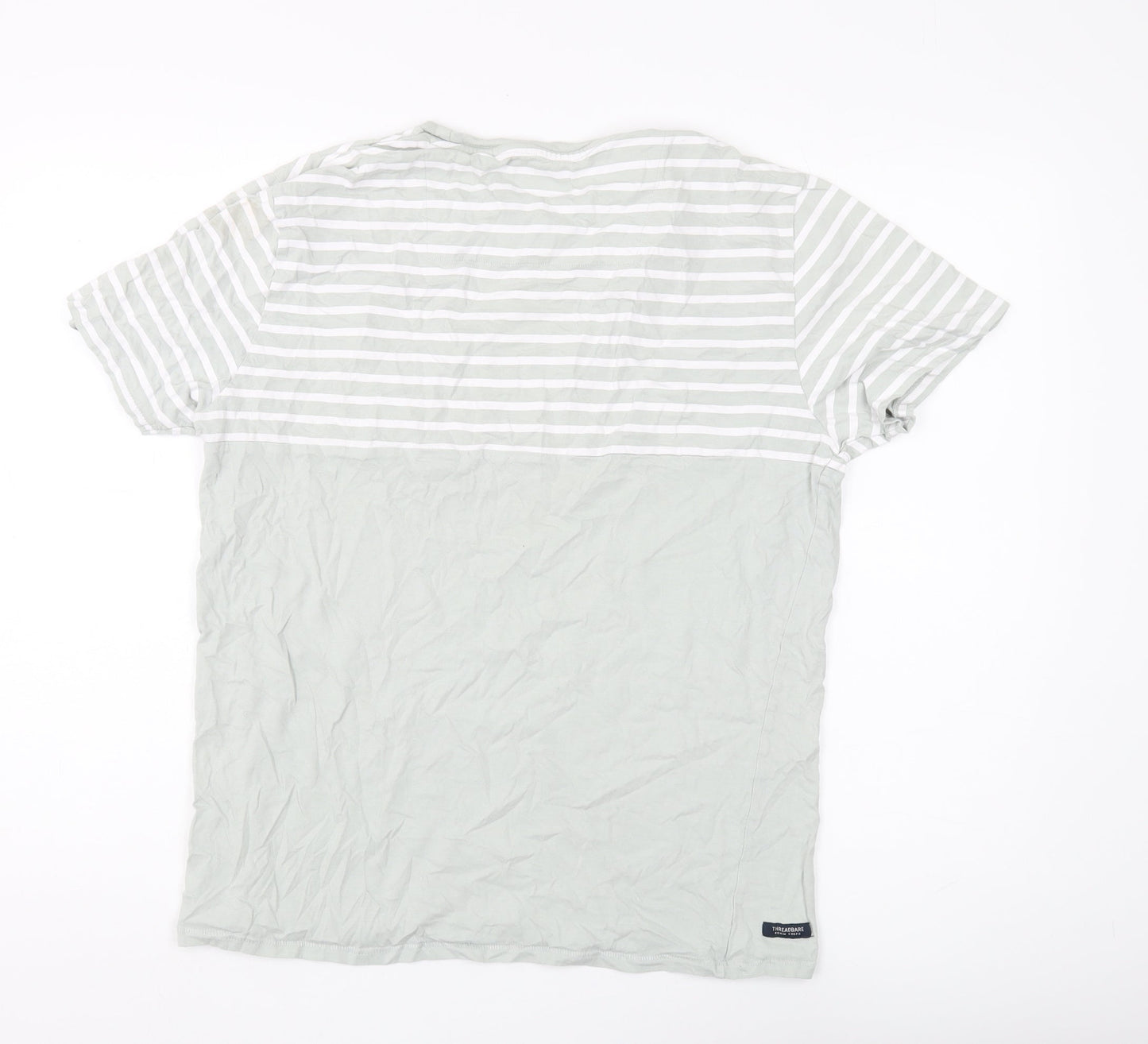Threadbare Men's Grey Striped T-Shirt, Large