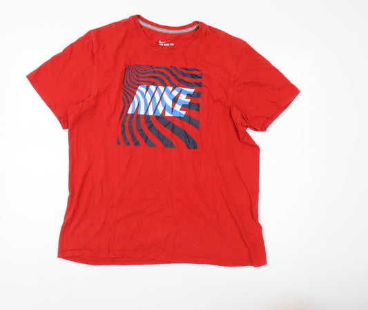 Nike Men's Red L Athletic Fit Graphic Tee