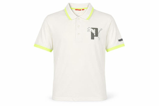 Puma Men's Beige Polo Shirt Size 19 with Logo Accent