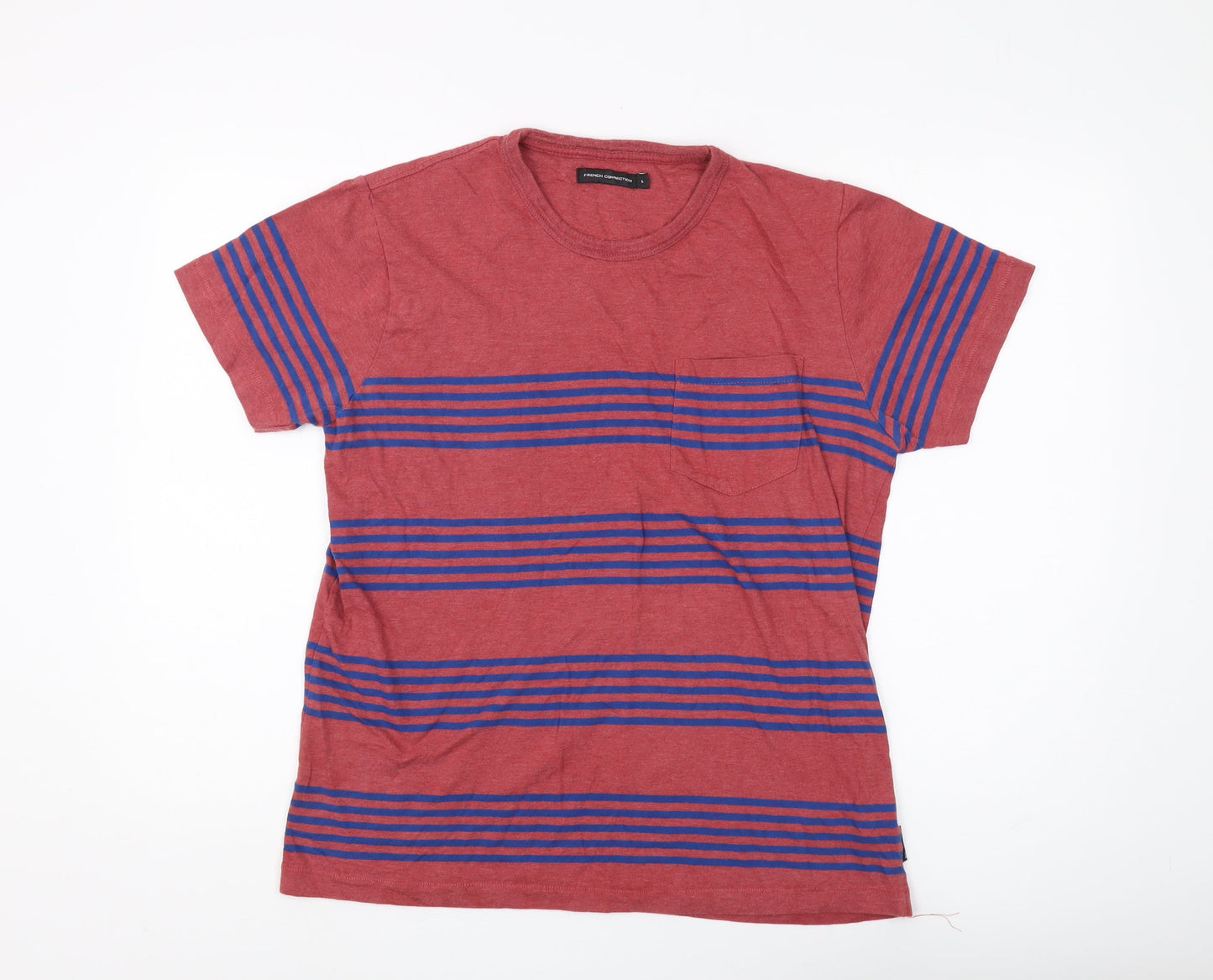 French Connection Men's Red Striped T-Shirt, L