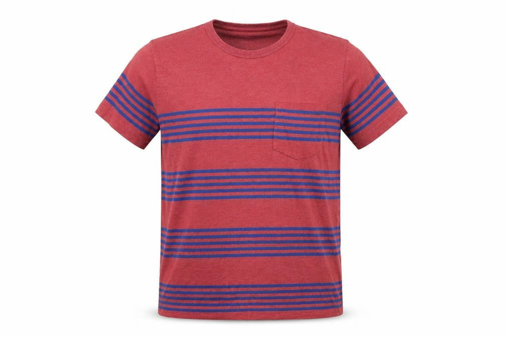Front view of French Connection Men's Red Striped T-Shirt, L