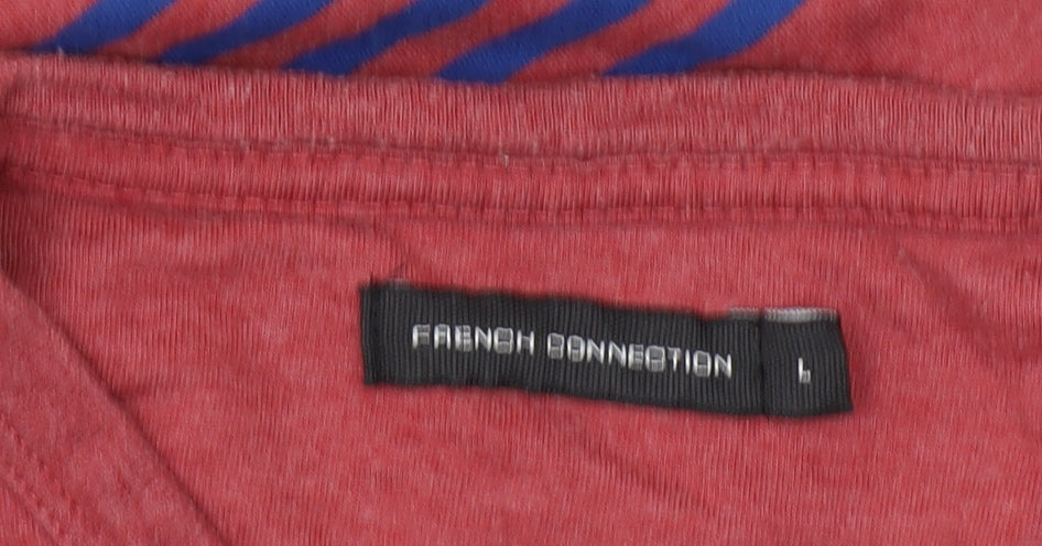 French Connection Men's Red Striped T-Shirt, L