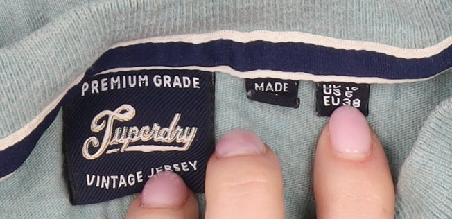 Superdry Women's Green Jersey T-Shirt Size 10