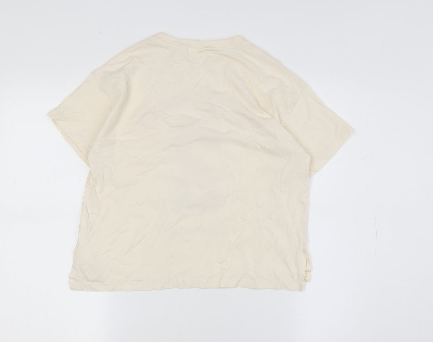 Zara Girls Beige Graphic T-Shirt, 13-14 Years, Casual Spring Top
